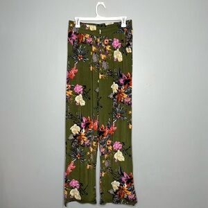 Lildy Slit Accent Trousers Floral Flowy Boho Festival Gypsy Palazzo Pants DD
